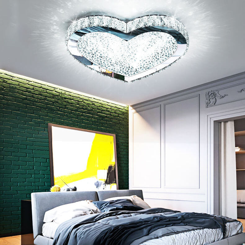 Lustre Plafonnier LED en Cristal en Acier Inoxydable Minimaliste Moderne 