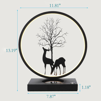 Decorative Tree & Deer's Mobile Phone Wireless Charging Touch Dimming LED Table Lamp