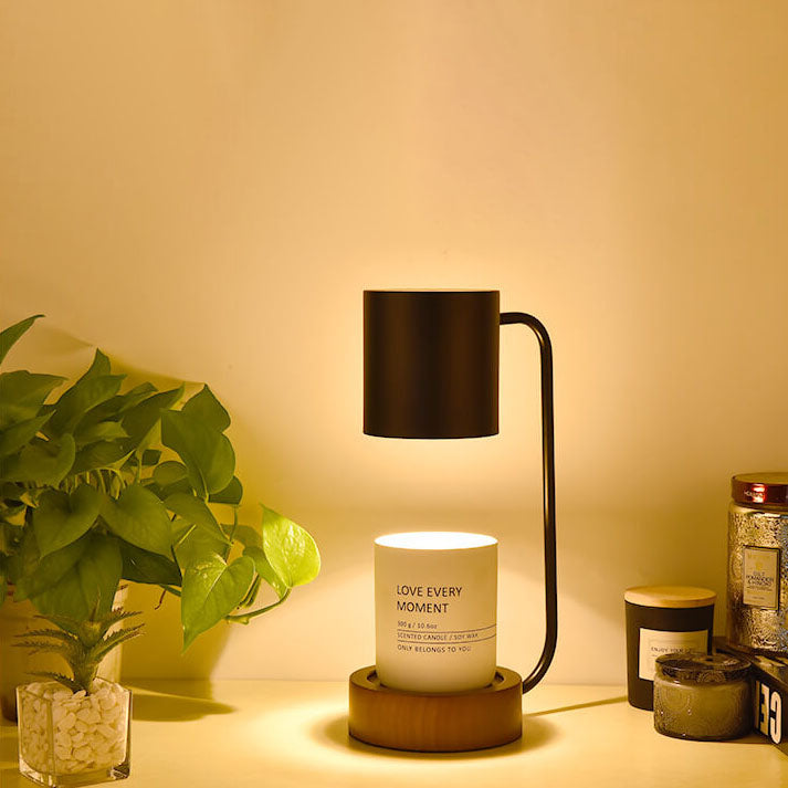 Lámpara de Mesa de Cera Derretida de 1 Luz con Regulación de Tiempo de Madera Minimalista Japonesa 