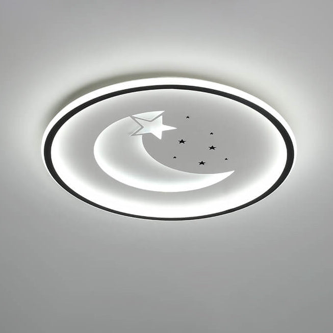 Nordic Minimalist Moon Circle Ring Slim LED Flush Mount Ceiling Light