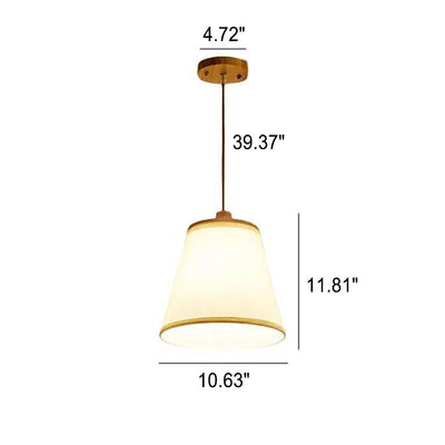 Nordic Minimalist Solid Wood Fabric Cone 1-Light Pendant Light