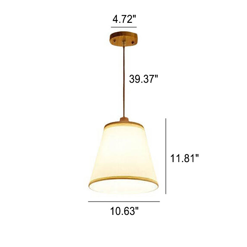 Nordic Minimalist Solid Wood Fabric Cone 1-Light Pendant Light