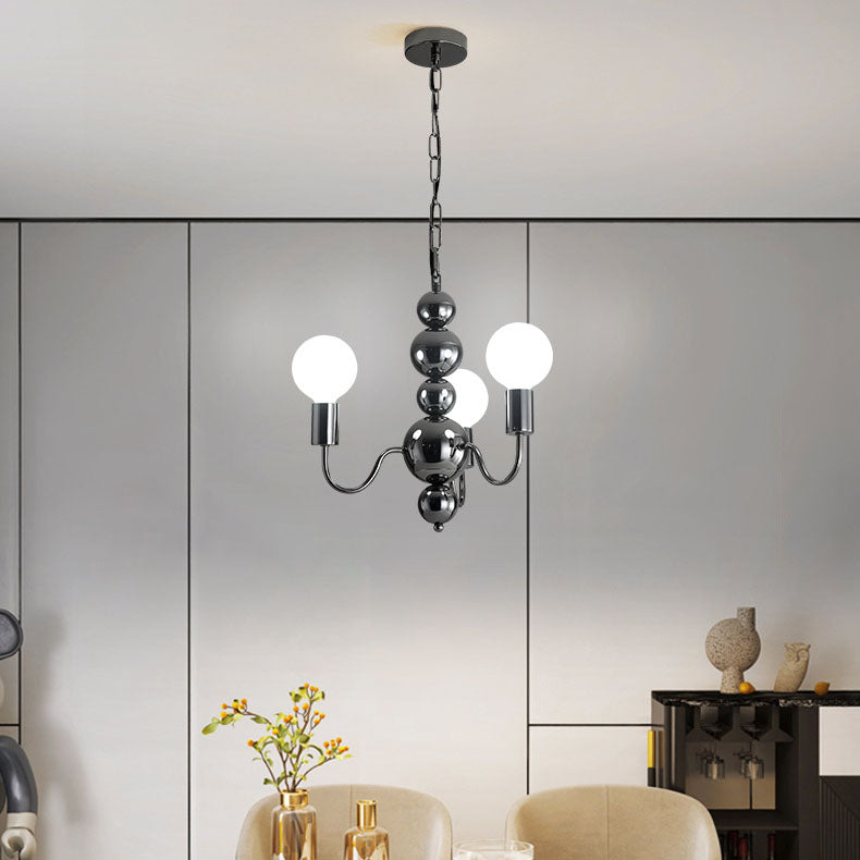 Französischer moderner minimalistischer runder Kugel-Eisen-Glas 3/5/8 Licht-Kronleuchter 