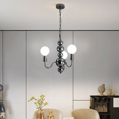 French Modern Minimalist Round Ball Iron Glass 3/5/8 Light Chandelier