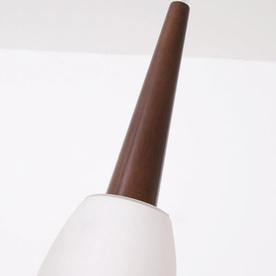 Modern Chinese Walnut Glass Shade 3-Light Chandelier