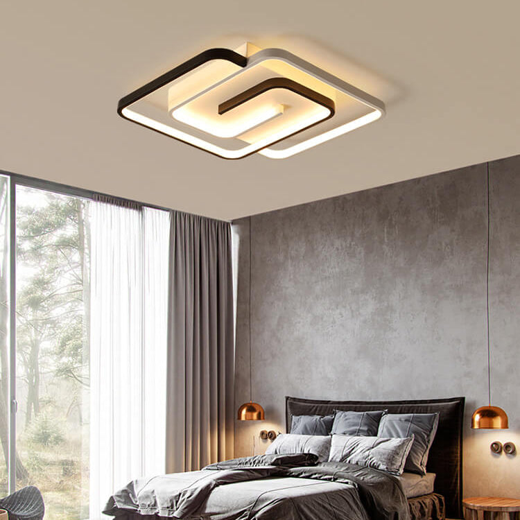 Modern Creative Square Ring Aluminum LED Semi-Flush Mount Ceiling Light