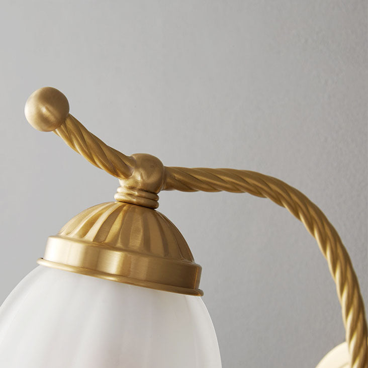 Nordic Full Brass Glass Flower 1-Light Wall Sconce Lamp