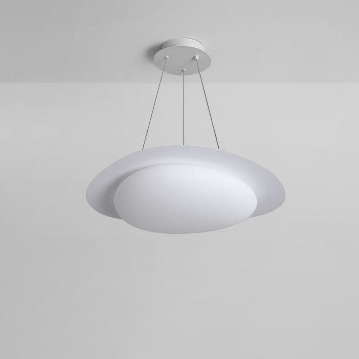 Moderne minimalistische weiße Kieselstein-Acryl-Eisen-LED-Pendelleuchte für das Wohnzimmer 