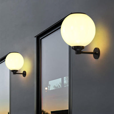 Modern Outdoor Solar Round Ball Waterproof LED Wall Sconce Lamp