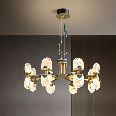 Modern Light Luxury Round Shell Full Copper LED Chandelier