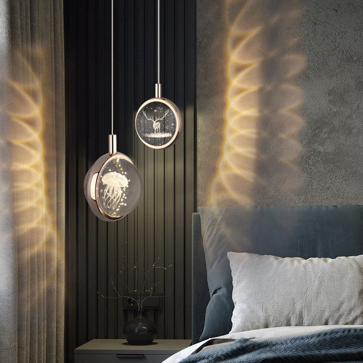 Lustre LED en aluminium cristal rond minimaliste moderne pour chambre 