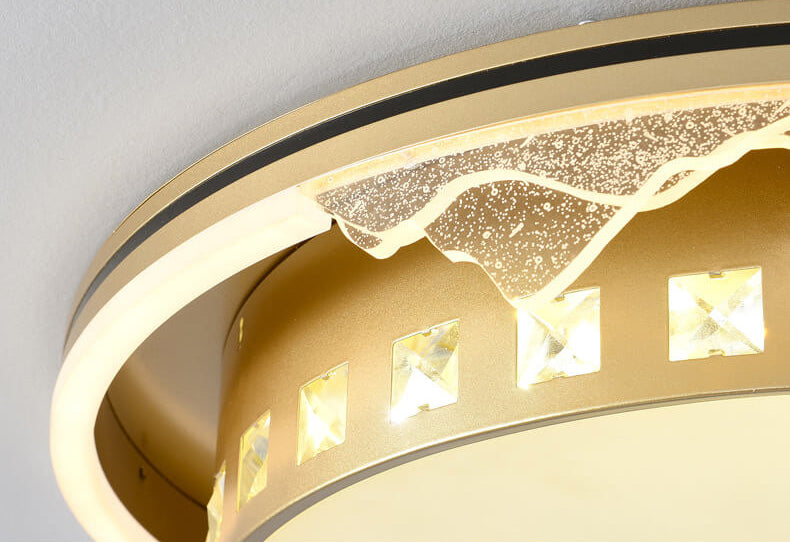 Modern Luxury Golden Round Acrylic Zen LED Flush Mount Ceiling Light