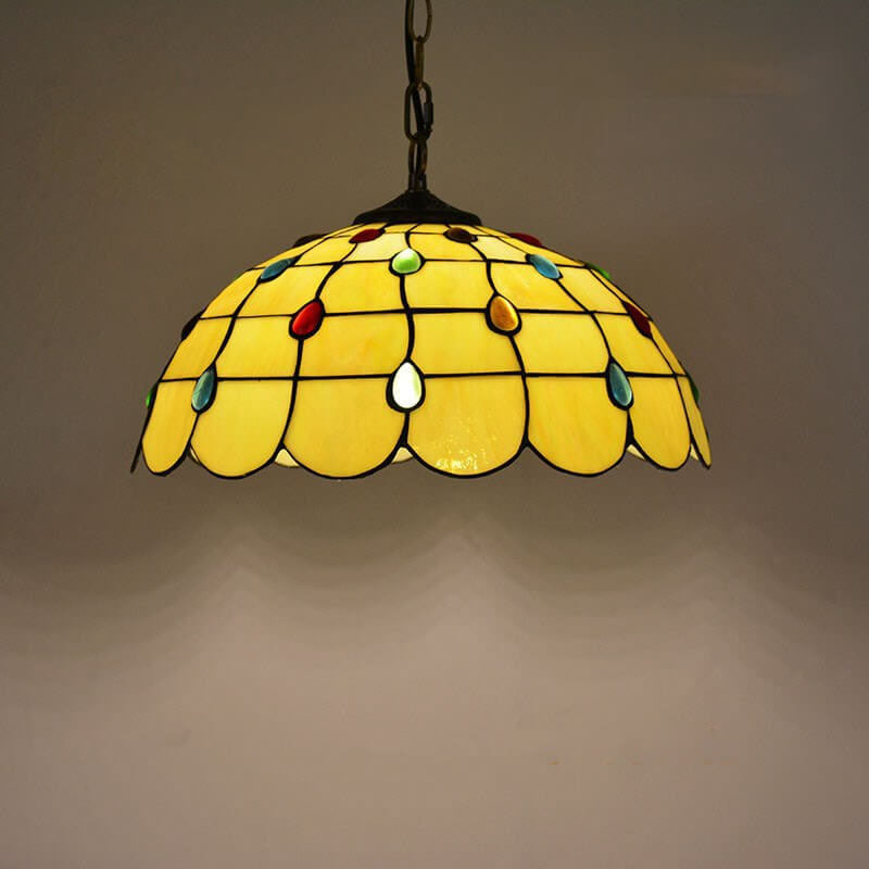 European Vintage Tiffany Glass Hardware 1-Light Pendant Light