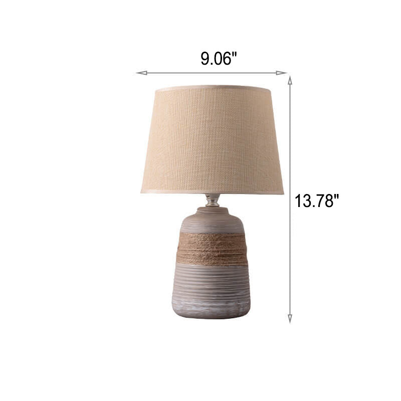 European Style Twine Fabric Ceramic Base 1-Light Table Lamp