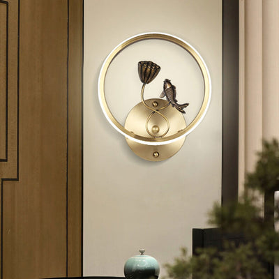 Modern Chinese Style Creative Lotus Pond Landscape Design LED Wall Sconce Lamp