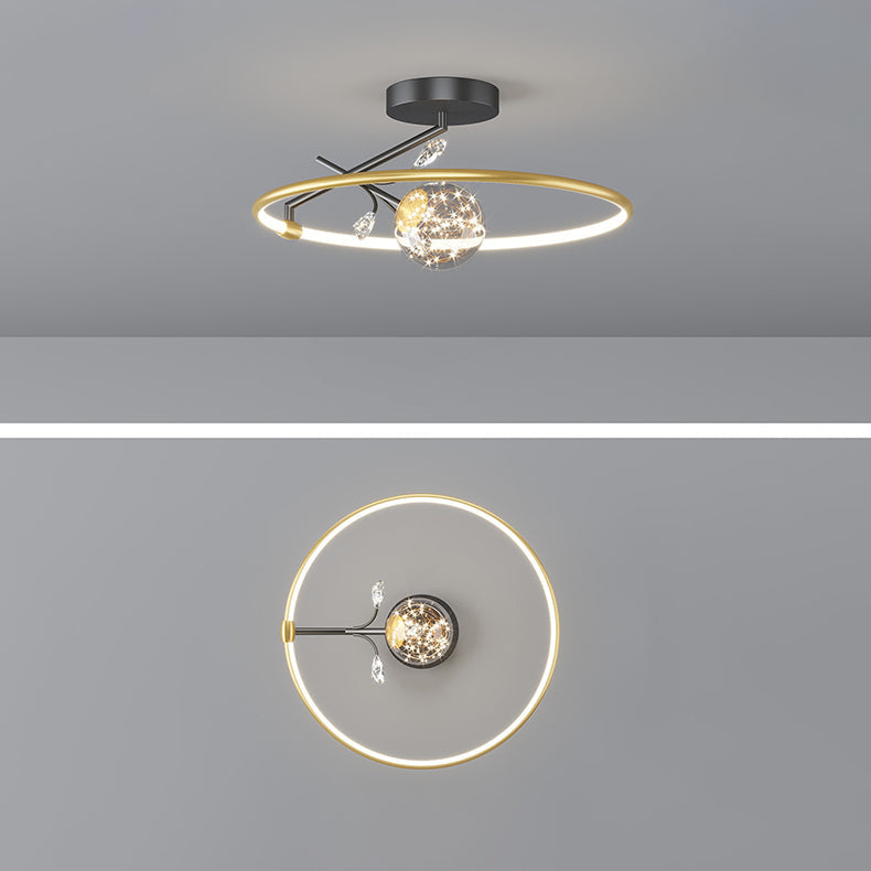 Moderne Art Deco Eisen Geometrische Ring Stern LED Anhänger Licht Für Wohnzimmer 