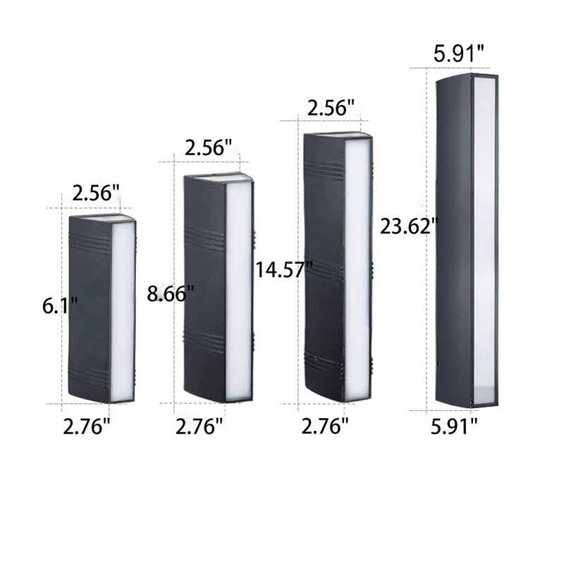 Nordische einfache rechteckige nach oben und unten leuchtende LED-Außenwandleuchte