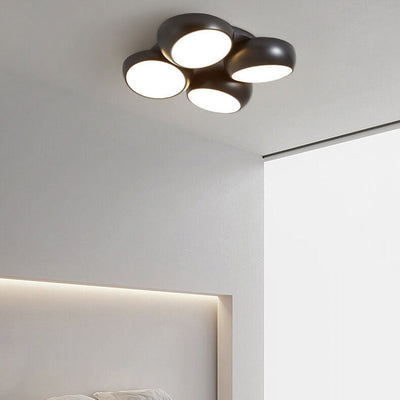 Scandinavian Modern Minimalist Iron Plastic Round LED Semi-Flush Mount Ceiling Light