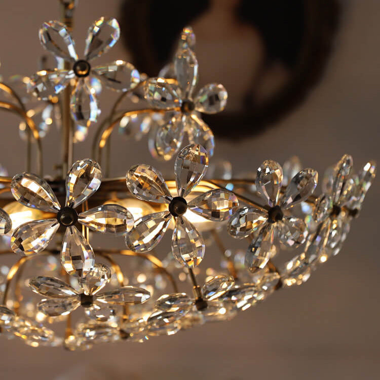 Lustre Fleur en Cristal de Luxe Français 6/8 Lumières 