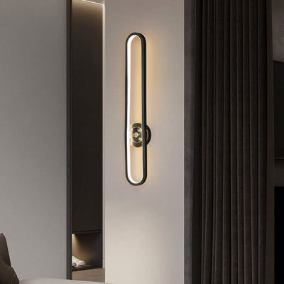 Nordic Light Luxury Full Brass Long Ring LED Wall Sconce Lamp