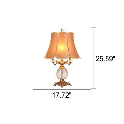 Lampe de table moderne avec abat-jour en tissu de luxe, base en cristal, 3/4 lumières 