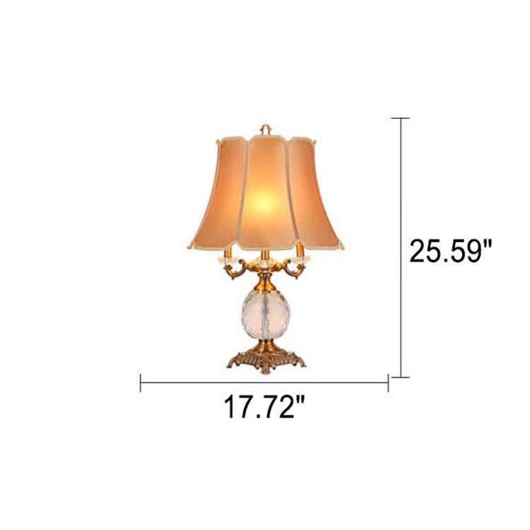 Lampe de table moderne avec abat-jour en tissu de luxe, base en cristal, 3/4 lumières 