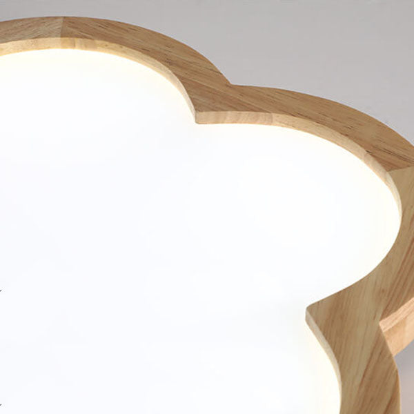 Nordic Simple Solid Wood Flower LED Slim Kids Flush Mount Ceiling Light