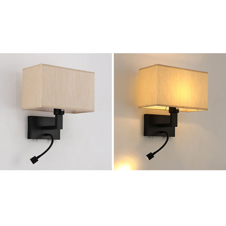 Moderne minimalistische rechteckige Eisenstoff-Wandleuchte mit zwei Lichtern in Uni-Farbe 