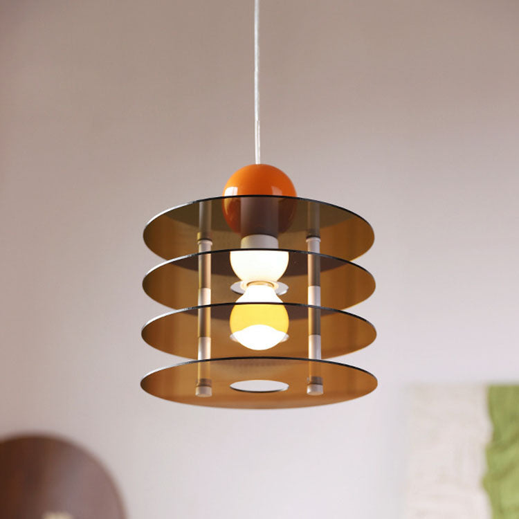 Zeitgenössische nordische bunte Acryl fliegende Untertasse 1-Licht Pendelleuchte für Schlafzimmer 