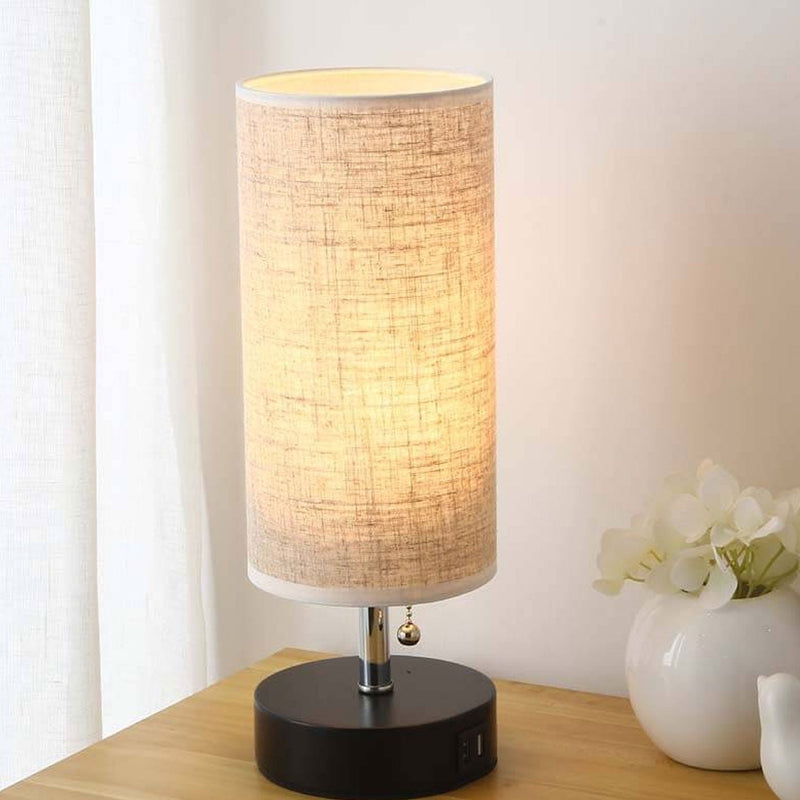 Lampe de table à 1 lumière en tissu de fer creux à colonne créative 
