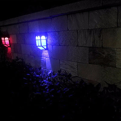 Solar Outdoor Fence Square RGB Color LED Fence Wall Sconce Lamp