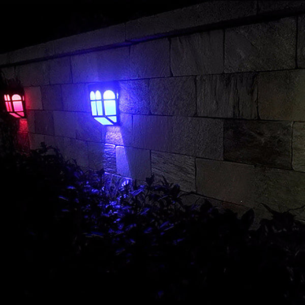 Solar Outdoor Fence Square RGB Color LED Fence Wall Sconce Lamp