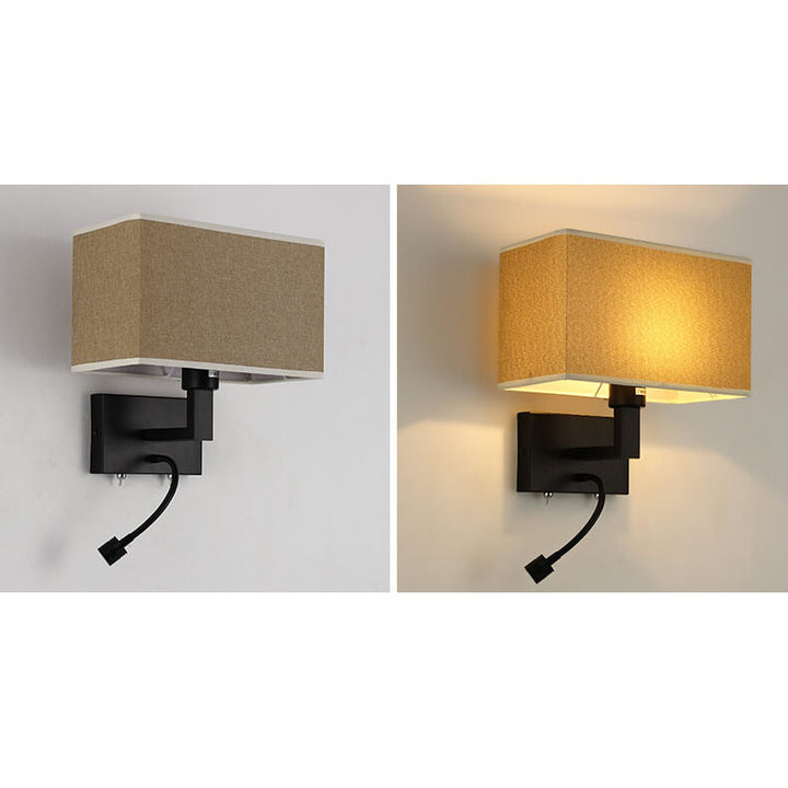 Moderne minimalistische rechteckige Eisenstoff-Wandleuchte mit zwei Lichtern in Uni-Farbe 