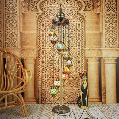 Retro Turkish Moroccan Globe 9-Light Standing Floor Lamp