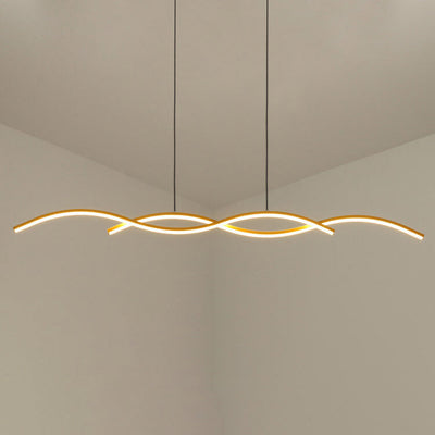 Nordic Minimalist Long Strip Wave Design Island Light LED Chandelier