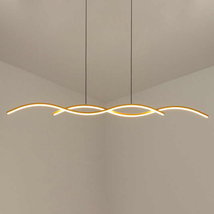 Nordic Minimalist Long Strip Wave Design Island Light LED Chandelier