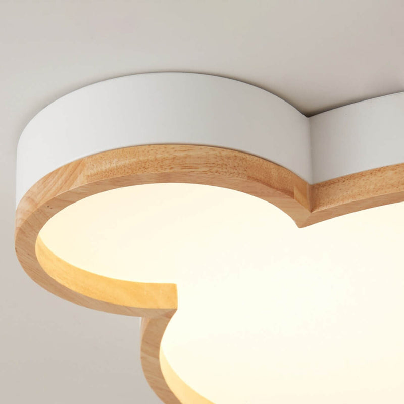 Nordic Wood Bear Shape LED Kids Flush Mount Ceiling Light