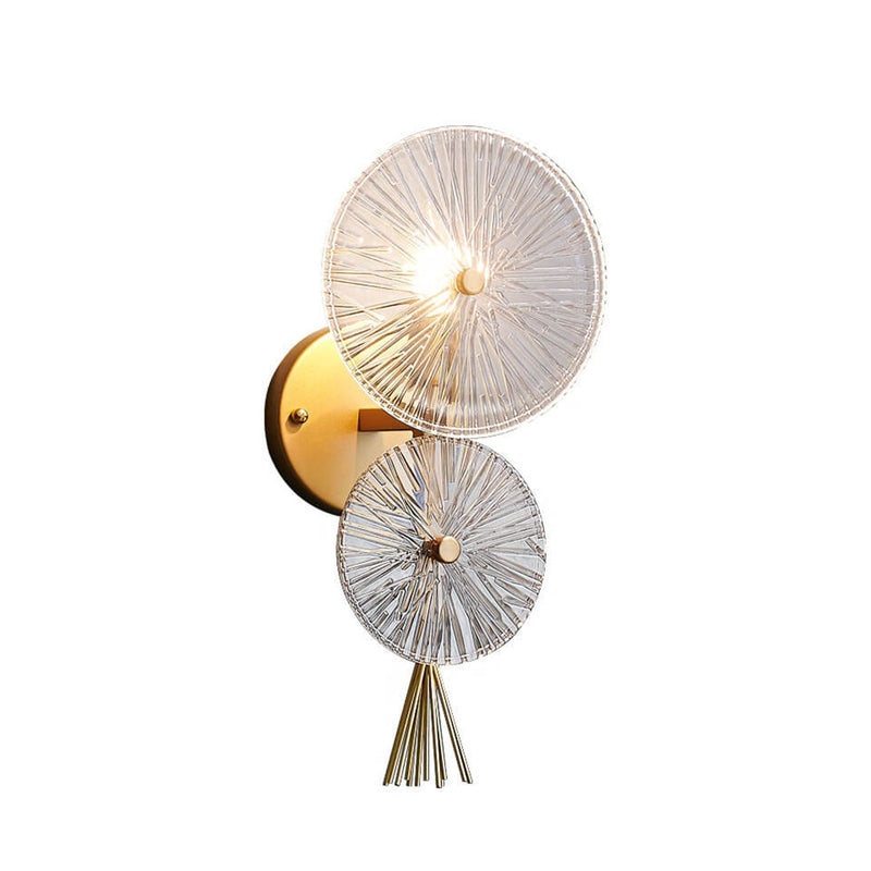 Moderne Luxus Doppelrunde LED-Wandleuchte aus Glas 