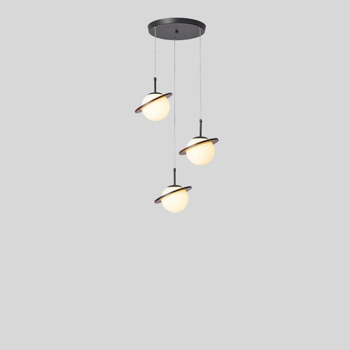 Lámpara de Araña de Vidrio Blanco Lechoso de Madera Nórdica 1/3 Luces 