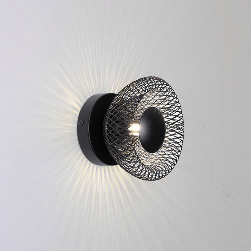 Modern Creative Iron Hardware Round Mesh 1/2 Light Wall Sconce Lamp