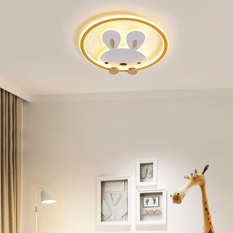 Childlike Creative Cartoon Rabbit Design LED Flush Mount Light