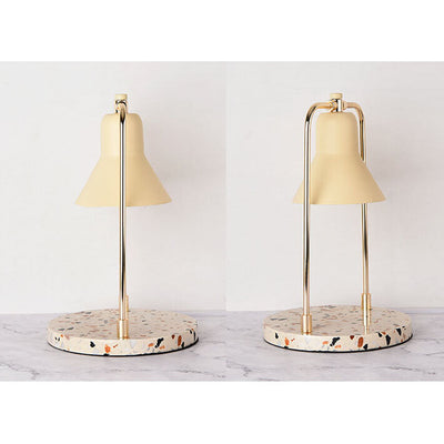 Lampe de table en cire fondue à 2 lumières avec abat-jour en marbre jaune moderne 