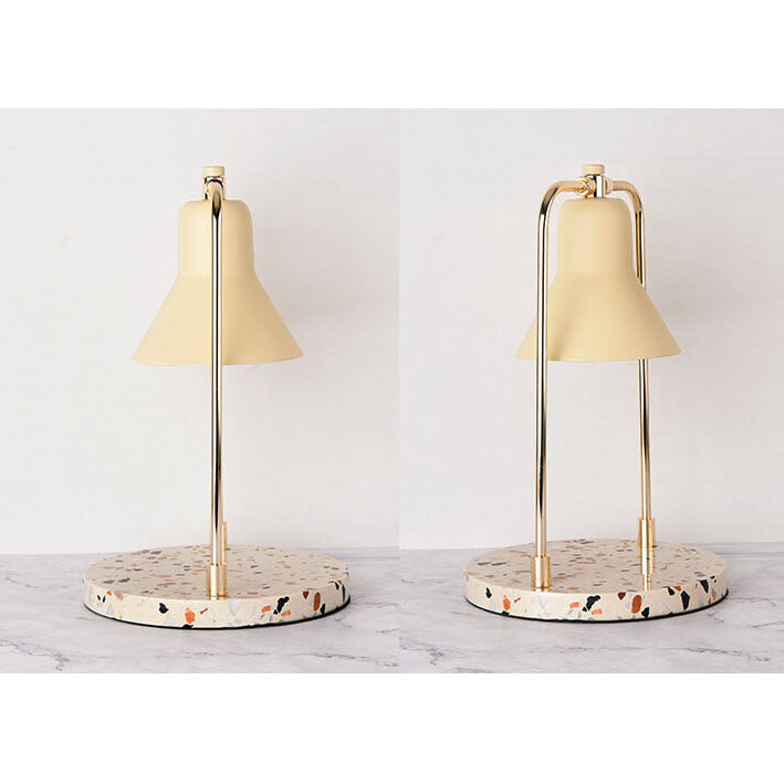 Lampe de table en cire fondue à 2 lumières avec abat-jour en marbre jaune moderne 