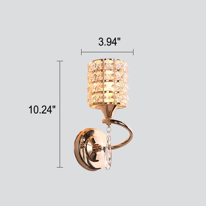 Modern Luxury Crystal Cylindrical Square 1-Light Wall Sconce Lamp