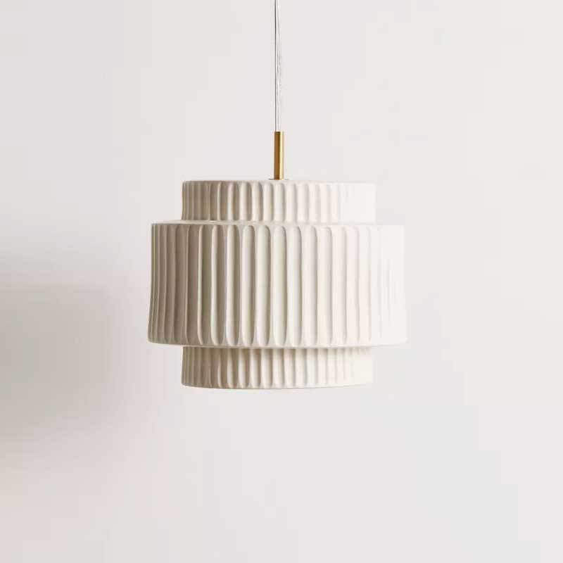 Vintage Cream Style Cylinder Drum 1-Light Pendant Light