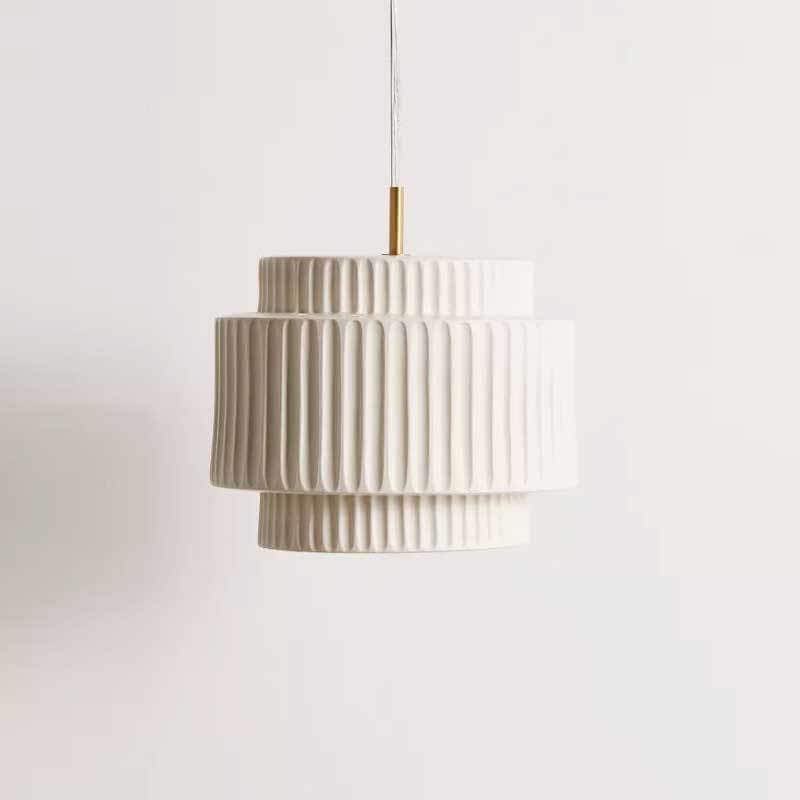 Vintage Cream Style Cylinder Drum 1-Light Pendant Light