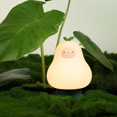 Lampe de table LED USB en silicone poire dessin animé créatif moderne 
