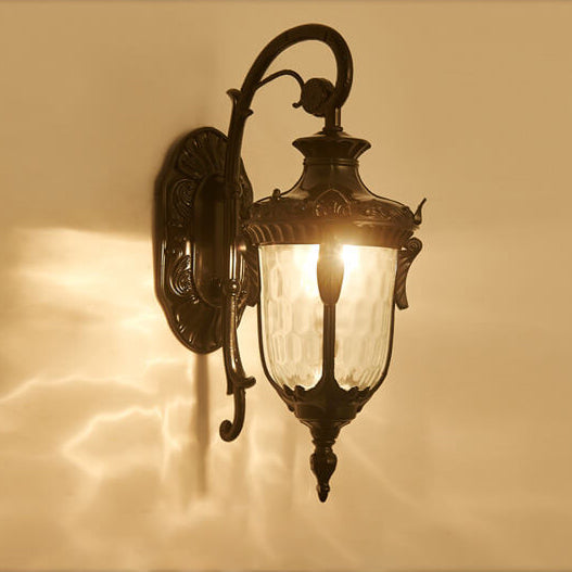 Farol europeo de lujo para exteriores impermeable con aplique de pared de 1 luz 