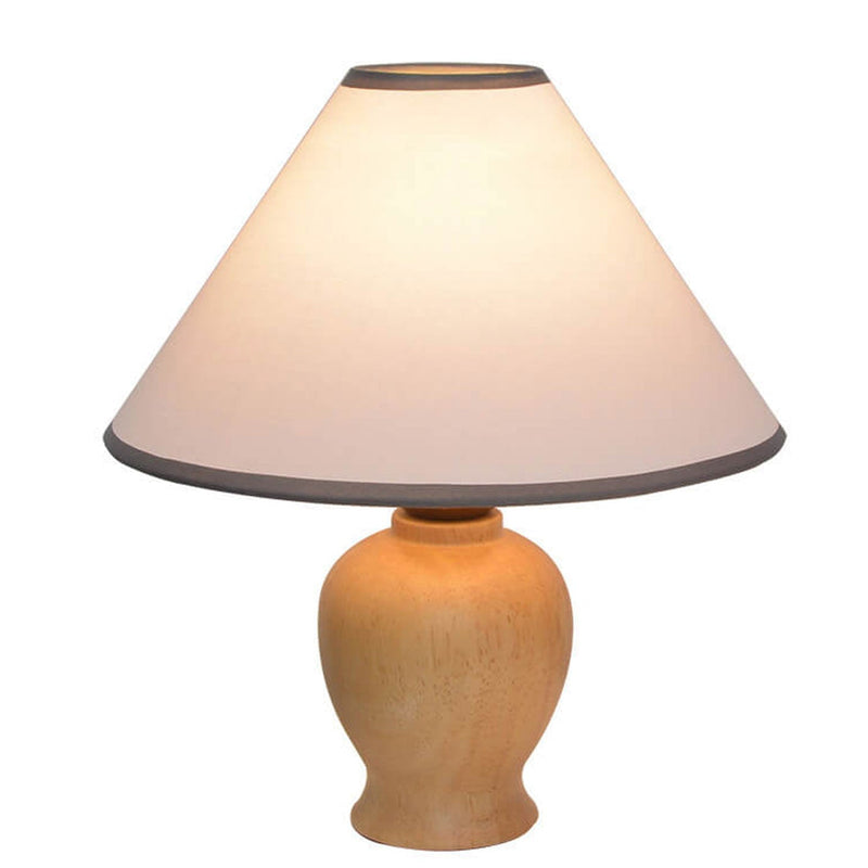 Nordic Vintage Cone Fabric Solid Wood Base 1-Light Tischlampe