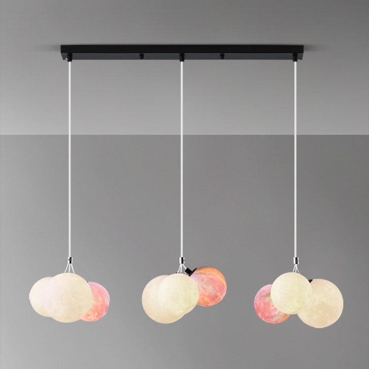 Lustre à 9 lumières en fer créatif moderne en forme de lune 